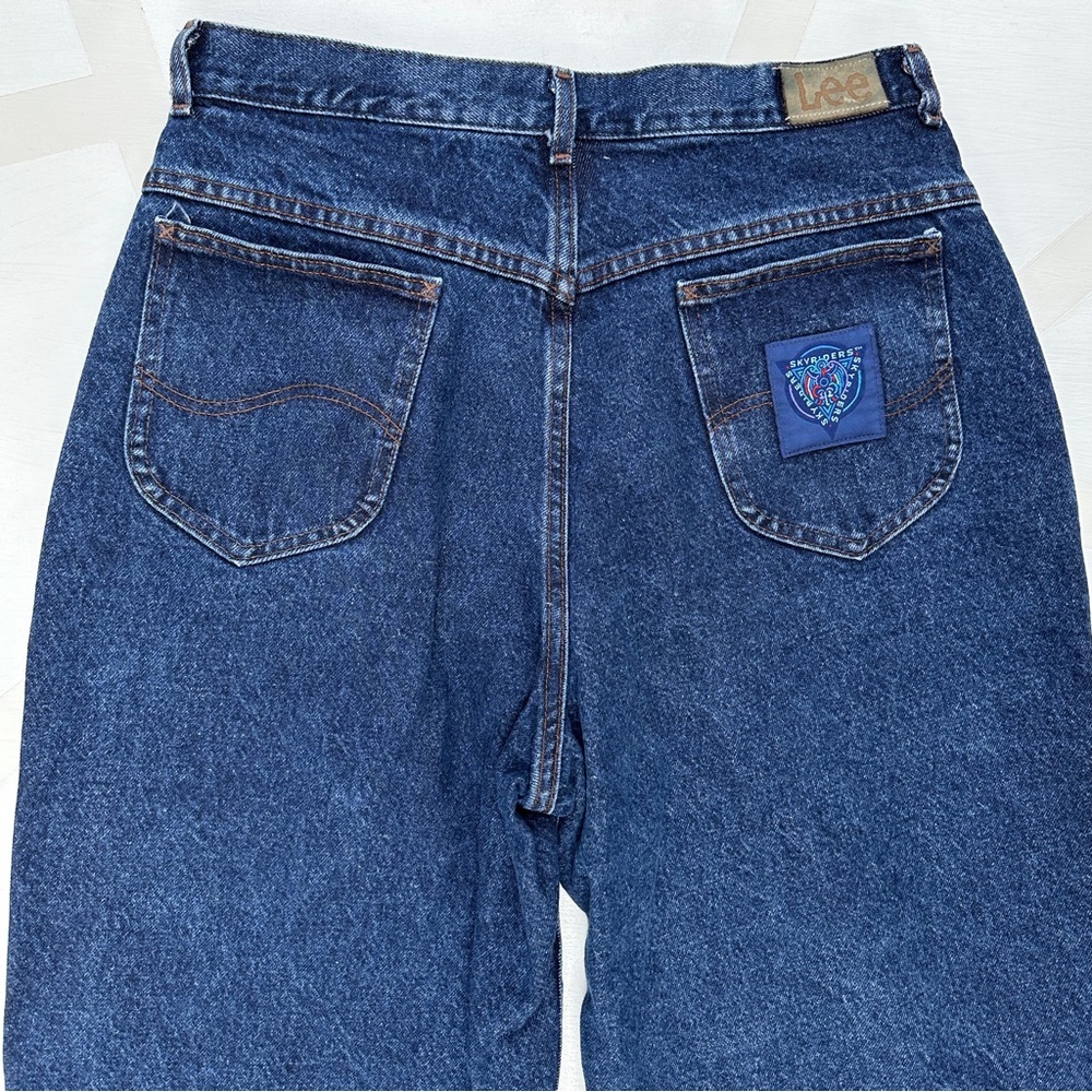 Vintage Lee Skyriders High Rise Pleated Jeans Dark Wash Size 18 - Picture 6 of 9